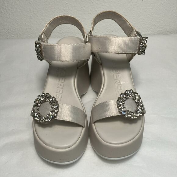 KARL LAGERFELD Kiana Platform Sandal‎ women jewels white platform summer 5.5 - Picture 2 of 12